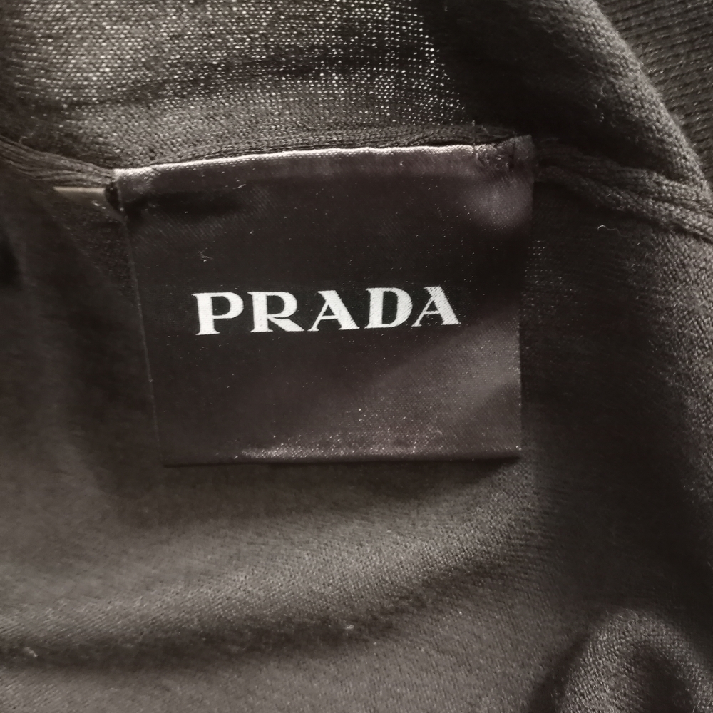 PRADA Women's  navy wool long sleeve V-neck classic sweater IT48  small - Picture 12 of 16